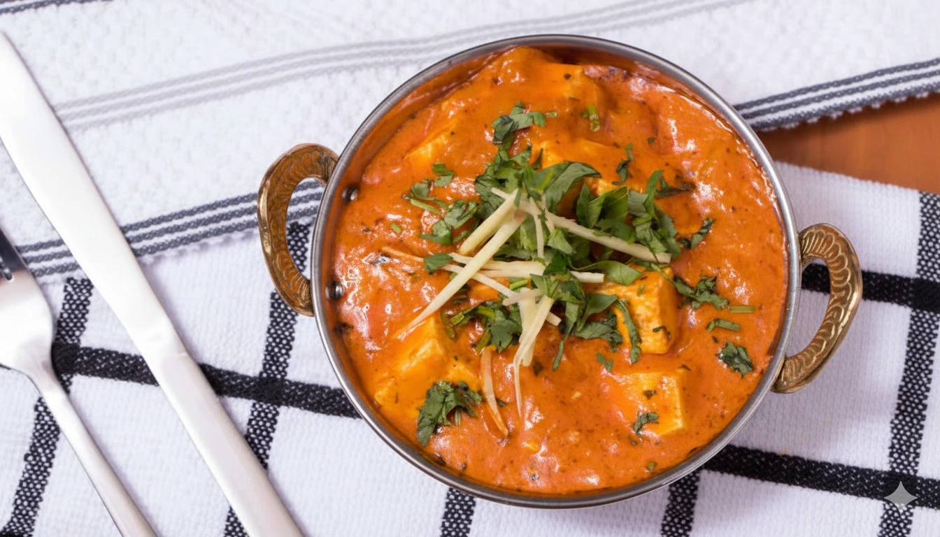 Shahi paneer at Shahi Flames Winnipeg - cottage cheese in rich cashew cream sauce